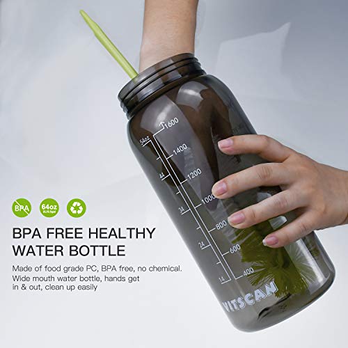 64 Oz Water Bottle With Straw, Motivational Half Gallon Water Bottles With Times To Drink, Bpa Free 2L Sports Large Water Bottle With Handle Wide Mouth Water Jugs For Gym, Office, Working #TOP4