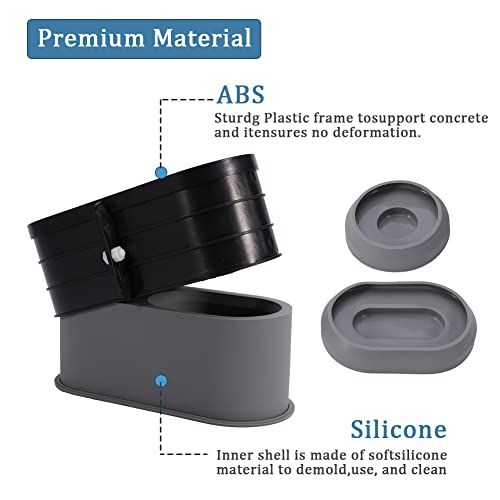 Silicone Planter Mold For Concrete Flower Pot Making, Oval + Square Diy Succulent Plant Cactus Planter Pot Mould With Tray Mold, Homemade Cement Flowerpot Molding Tool (Type D - 20Cm) #TOP5