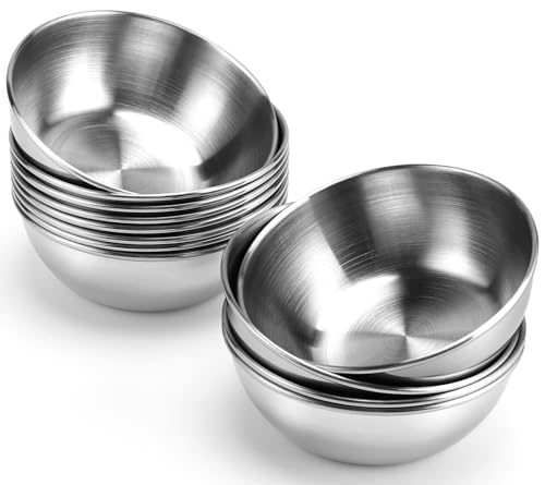 CACASO 12 Pcs Stainless Steel Sauce Dishes, 3.5 Inch, Round