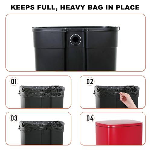 Caneca de Basura de Acero Inoxidable 13 Galones Roja miniatura 3