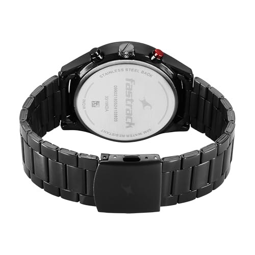 Image of Fastrack Opulence Quartz Chronograph Black Dial Black Metal Strap Watch for Guys - NT3315KM01