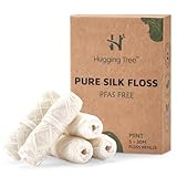 HUGGING TREE Natural Silk Dental Floss Refills | PFAS Free Dental Floss | Zero Waste Biodegradable | Mint (5 Pack, 33 Yards Each)