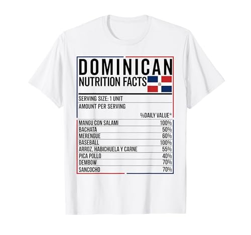 Información Nutricional Dominicana Food Camiseta República Dominicana Camiseta