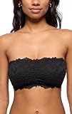 JENNY JEN Women's Amber Bandeau Bra with Adjustable Straps, Unpadded & Unlined Wireless Tube Top Bralette, Everyday Lingerie (Medium, Jet Black)