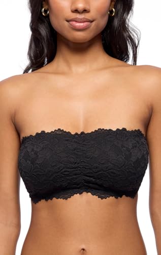 JENNY JEN Women's Amber Bandeau Bra with Adjustable Straps, Unpadded