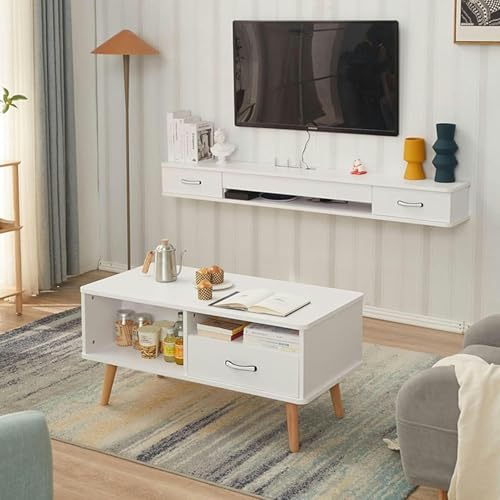 Lowboard TV suspendu pour optimiser l'espace du salon familial