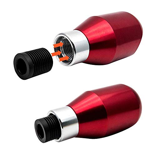 Sailine Shifter Adapter Universal 5 Speed Manual Metal Chrome Gear Shift Knob Lever Stick Pen Handle Head Car Styling Accessories Racing Style (Red) #TOP4