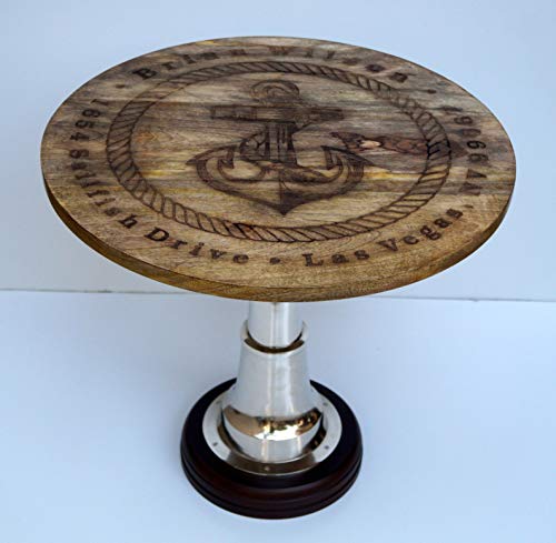 Designer Anchor Nautical Style Rounder Wooden 24" Coffee Table with Solid Brass Wood Base Home & Office, Hotel & Restaurant Decorative Furniture