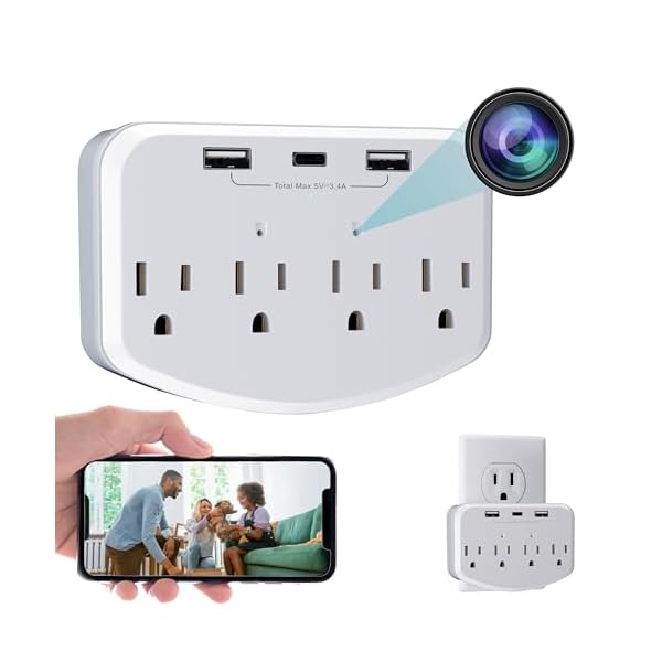 Kestanlora Hidden Camera WiFi Spy Camera Hidden Cameras with Video Mini Small Nanny Cam with USB Fast Outlet HD 1080P Wireless for Home Security Secret Indoor Camera