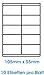 Produktbild 1000 STK. Selbstklebende WEIßE Etiketten permanent klebend Adressetiketten Etikettenformat 105.0x55.0mm, 100 Blatt DIN A4, 70g/qm, geeignet für Inkjetdrucker-, Laserdrucker und Kopierer.