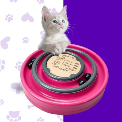 Brinquedo Interativo para Gatos com Duas Pistas 4 Bolinhas Play Cat Anti Estresse (Rosa)