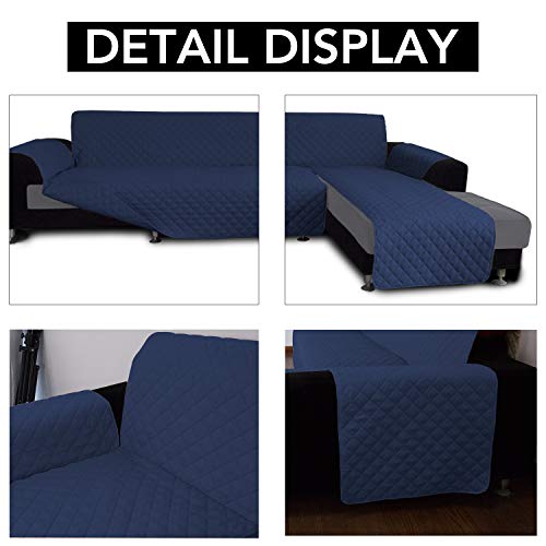 Image of Easy-Going Microfiber Sofa Slipcover L Shape Sofa Cover Sectional Couch Cover Chaise Lounge Cover Reversible Sofa Cover Furniture Protector Cover For Pets Kids Children Dog Cat (Large,Navy /Navy)