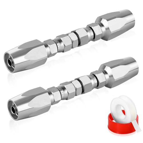 Image of Hydraulic Hose Repair Kit, 14 inch ID Reusable hydraulic Hose Fittings 2 Pack | Fits #4 Hydraulic Hose; Heavy Duty Zinc-Plated Steel; Up to 4000 PS; Leak-Free Field Repair Kit for R2 R16 R17 R19 Hoses