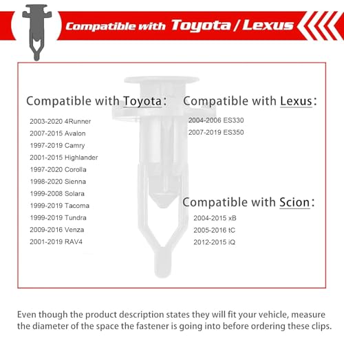 Image of OTUAYAUTO 50Pcs Rivet Retainer Fender Bumper Fasteners Clips, OEM# 52161-02020 9mm Nylon Push-Type Automotive Clips for Toyota Tacoma Yaris Camry Tundra Sienna 4Runner Avalon Matrix Highlander