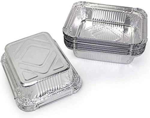 PARTY BARGAINS1 Lb. Small Aluminum Pan - 125 Pack [No Lids], 5.5" x 4.5" Disposable Take-Out Pans for Meal Prep, Pies, Cakes, Meats (Max 240°C)