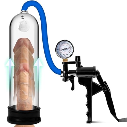 Penis Vakuumpumpe mit Vergrößerungsspiegel,Manuelle Penisvergrößerungspumpe Männliche Masturbatoren mit Pistolengriff for Männer Masturbation,Luftpumpe Erwachsene for Stärkere größere Erektionen
