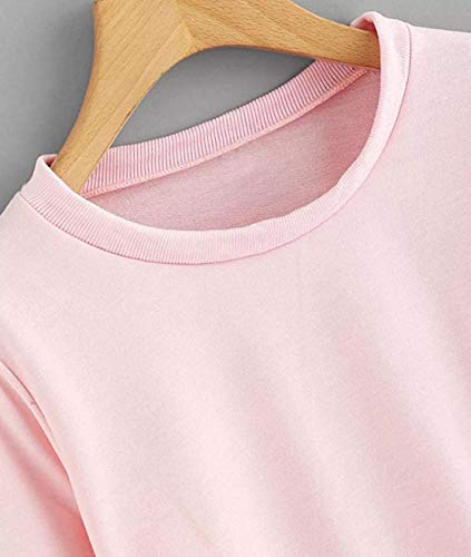 East Knitting I'd Rather Be Sleeping Funny Print Girls Crop Tops Teens Crewneck Long Sleeve T-Shirts(Pink,160) #TOP2