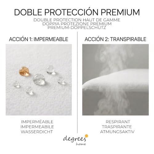 Miniatura 6 de Degrees Home Salvacolchón Protector De Colchón Impermeable Y Transpirable Con Banda Ajustable 135x190 200 Antiácaros, Lavable Y Certificado Oeko-Tex Cubre Colchón Ajustable Hasta 32 Cm