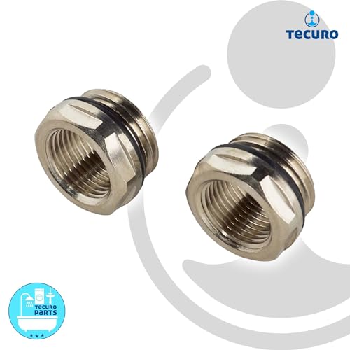 tecuro Heizkörper - Reduzierstück 1/2 Zoll AG x 3/8 Zoll IG - Messing vernickelt (2 Stück)
