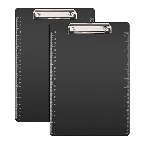 2 Pack Clip Boards, Plastic Clipboards, Black Clipboard, Letter Size, Paper Clips,Nursing Clipboard,Paper Clip Holder,Document Holder,Writing Board With Ruler, A4 Letter Size For Offices School #TOP15