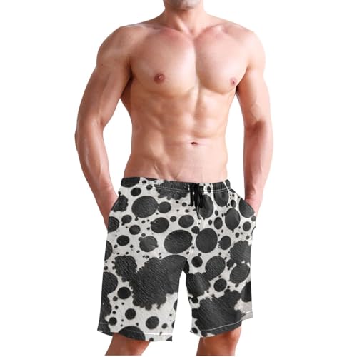 Boccsty Men's Swim Trunks Green Alien Pattern Summer Beach Shorts Quick Dry Bathing Suits with Mesh Lining S4