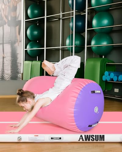 AWSUM 10/13ft Inflatable Gymnastics Mat Air Roller Barrel Tumble Track Tumbling Mat Back Backbend Trainer for Home Use/Gym/Cheerleading Springboard Handspring Equipment, with Electric Pump