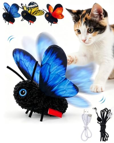 Smart Sensing Flapping Butterfly Toy Interactive Cat, Interactive Butterfly Cat Toy,Realistic Wing Motion Encourages Stalking,Sensor Triggered,Durable Plush Build, Great for Solo Play & Daily Cat Play