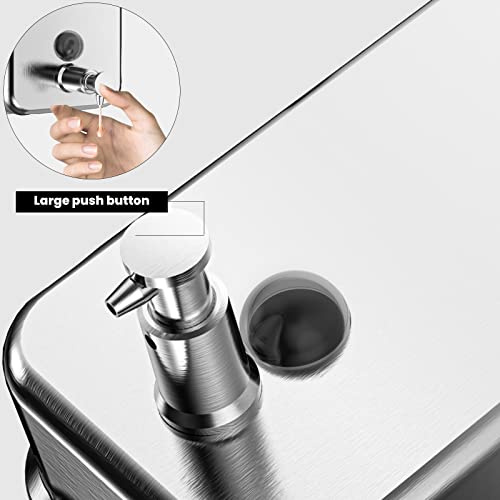 Interhasa! Commercial Soap Dispenser Wall Mount, 304 Stainless Steel Soap Dispenser Brushed Hand Soap Dispenser Commercial Liquid Soap Dispenser For Bathroom Vertical（Silver, 1000Ml #TOP4