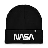 DALIX Embroidered NASA Worm Logo Beanie Hat in Black