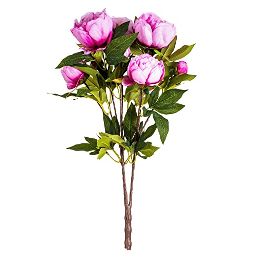 Vickerman 23'' Everyday Artificial Cerise Peony Bush - Faux Indoor Floral Arrangement - Lifelike...