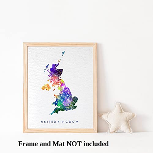 Dignovel Studios 8X10 Unframed United Kingdom Map Uk Map Watercolor Art Print Wall Art Hanging Home Decor Nursery Decor Kids Art Fine Art Print Motivational Art N220 #TOP2