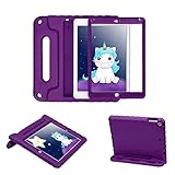 HDE iPad Air 2 Bumper Case for Kids Shockproof Hard Cover Handle Stand with Built in Screen Protector for Apple iPad Air 2 (Full Protection Purple)