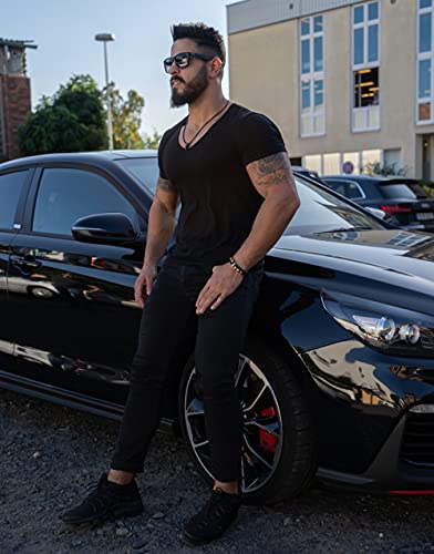 SERASAR Lederkette Herren Leder Halskette mit Anhänger - 60cm Schwarz Lederband Kette Schmuck Schachtel für Männer Echtleder Geschenk Leather Necklace Men Jewelry Band