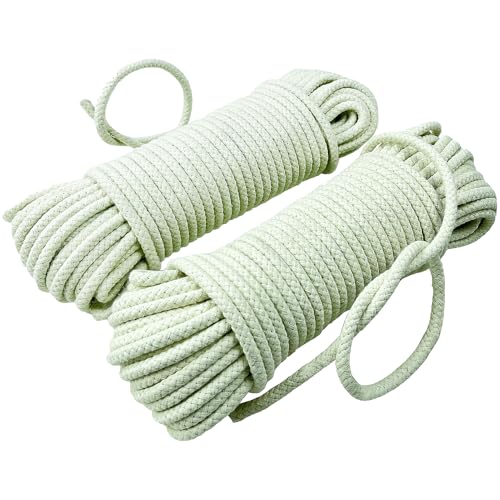 ZZMYSYXL Washing Line Rope, 60m Heavy Duty Outdoor Thickening 8mm Clothesline, Soft Braided Cotton Clothes Rope for Garden Crafts and Camping (2 Pack 30mx8mm)
