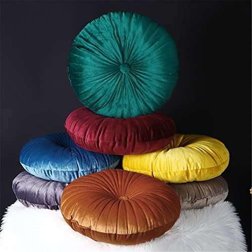 Round pillow floor pillow solid color plush cushion decorative throw pillow plush pillow reading pillow decorative cushion car cushion sofa seat cushion (35x35CM, Green)