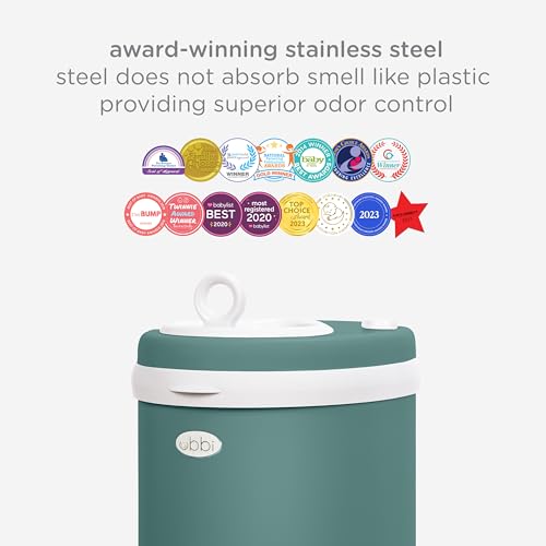 Image of Ubbi Stainless Steel Diaper Pail, Odor Locking, No Special Bag Required, Award-Winning, Registry Must-Have, Open Water