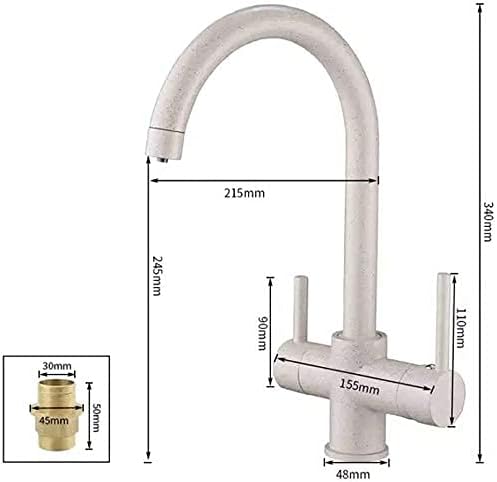 蛇口 3Wayキッチン御影石 ベージュ 360&deg;回転 2レバー 浸透混合栓 飲料水