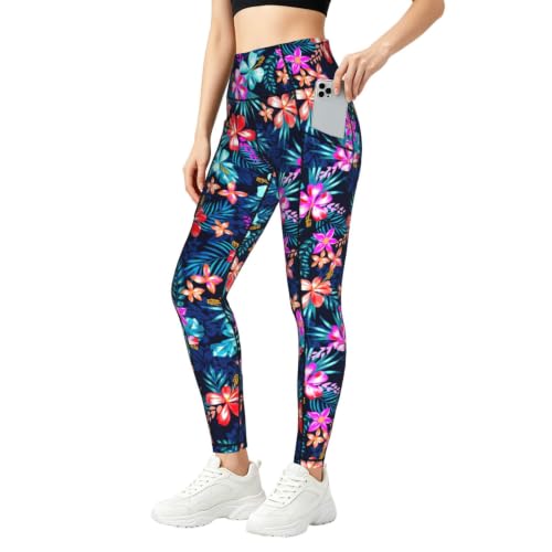 Mallas deportivas florales con bolsillos ideales para correr y estilo informal