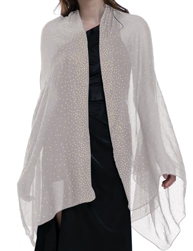 BANETTETA Silver Shawls and Wraps for Evening Dresses Shawl Wraps for Women Dress Cover up Formal Silver Shawl Dressy Shawls and Wraps for Evening Wear (Light Gray)