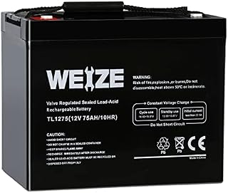 WEIZE 12V 75AH Deep Cycle Battery for Wayne ESP25 WSS30V Backup Sump Pump, Trolling Motor, Solar System, Mobility Wheelchair, General Use