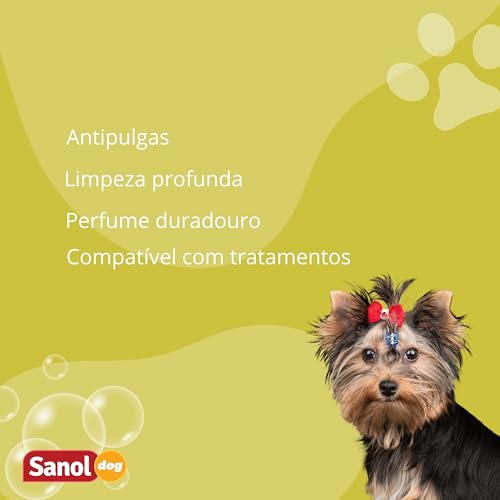 Sanol Dog Shampoo De Pêlos Para Cães Antipulgas 5 Litros Amarelo