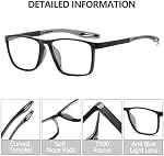 Reading Glasses for Men TR90 Sporty Design Blue Light Blocking Reader Comfortable and Flexible Lightweight