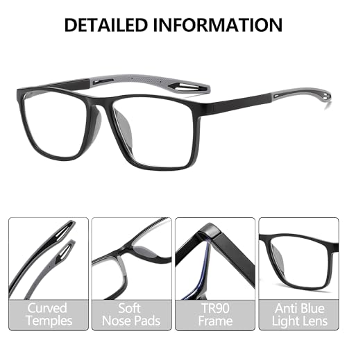 Fsread 3 Pack Reading Glasses Men Sporty Blue Light Blocking Comfortable And Flexible Lightweight Readers +2.5 - 2