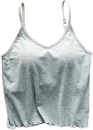 Camisoles for Women Tank Tops Basic Cami Shirts Built in Bra Casual Wide Straps Sleeveless