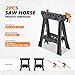 DNA MOTORING Heavy Duty 1000 lb / 450 kgs Capacity Folding Saw Horse For Slicing, Work Bench Assembly, with Clamps, Black, 2pc, TOOLS-00471