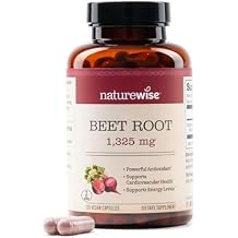 NatureWise Beet Root Capsules 1325mg with Organic Beetroot - Nitric Oxide Booster for Circulation and Heart Health Support - Vegan, Gluten-Free, Non-GMO - 120 Capsules[60 Day Supply]