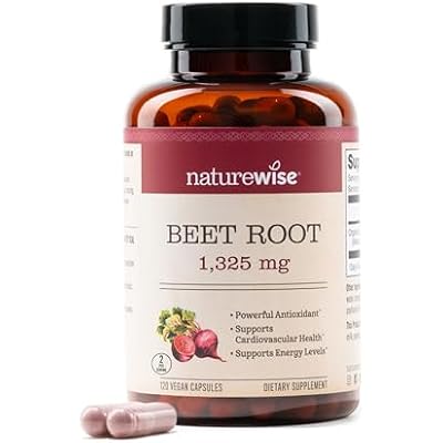 NatureWise Beet Root Capsules 1325mg with Organic Beetroot - Nitric Oxide Booster for Circulation and Heart Health Support - Vegan, Gluten-Free, Non-GMO - 120 Capsules[60 Day Supply]