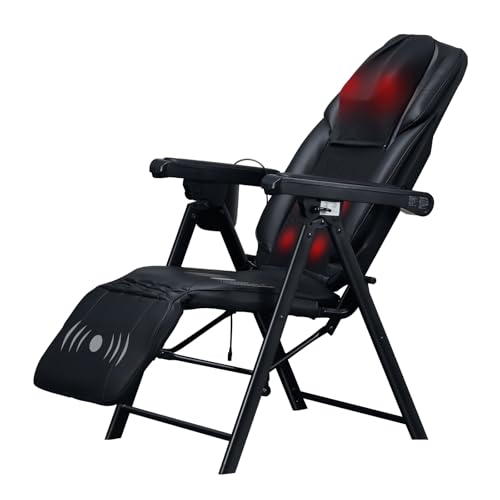 Ezencon Foldable Electric Massage Chair with Heat, Shiatsu, Kneading, Vibration, Full Body Relaxation, Adjustable Backrest & Neck Height, Gifts for Dad Mom Women Men