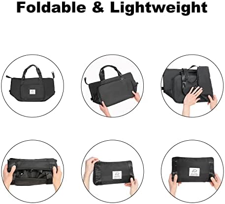 iKunst Large Capacity Folding Travel Bag, Waterproof Duffel Bag for Women, Lightweight Dry and Wet Separation Overnight Bags for Women, Black 5 iKunst Large Capacity Folding Travel Bag, Waterproof Duffel Bag for Women, Lightweight Dry and Wet Separation Overnight Bags for Women, Black