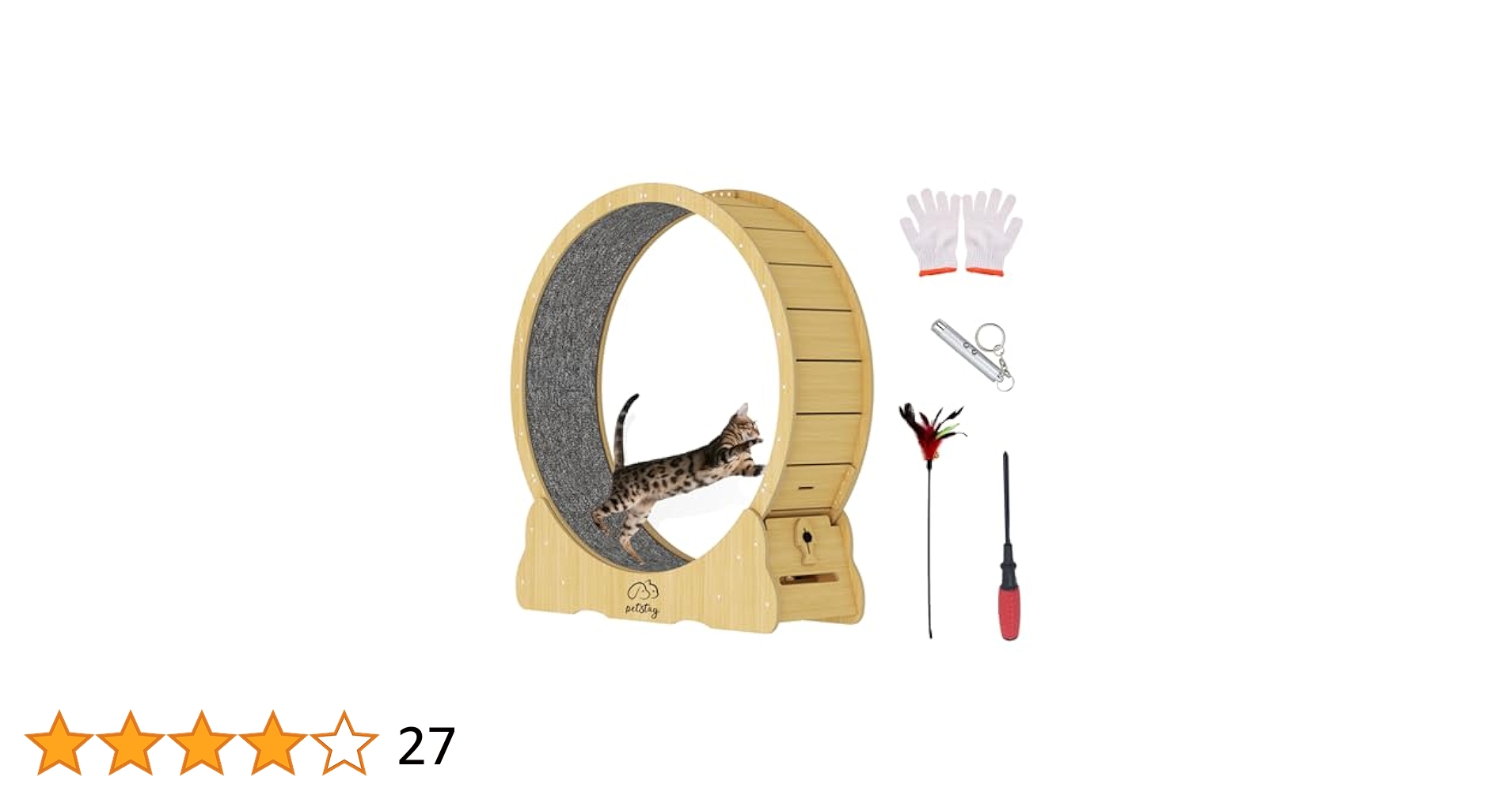 Amazon | petstay キャットホイール 猫 回し車 木製 直径110cm